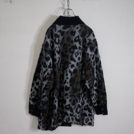 80s J.M Joss Leopard Patterns Oversized Mohair Cardigan