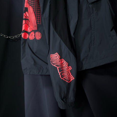 10s Adidas HighNeck Deformation Diagonal Zipper Nylon Anorak Jacket/Mountain Hoodie