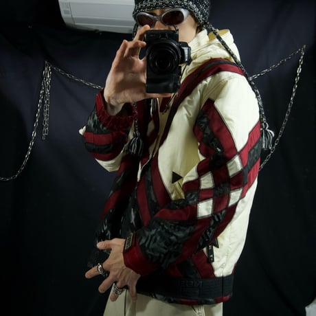 90s NICOLE SPORTS Deadstock Jacquard Switched Pudding Nylon Snowboard Jacket/Half Zip Anorak Hoodie