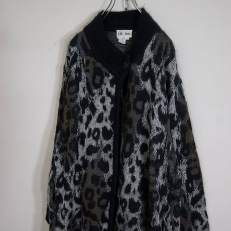 80s J.M Joss Leopard Patterns Oversized Mohair Cardigan