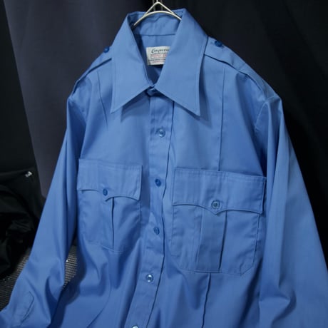 70s conqueror USA made Cyan Blue Poplin L/S Work Shirts