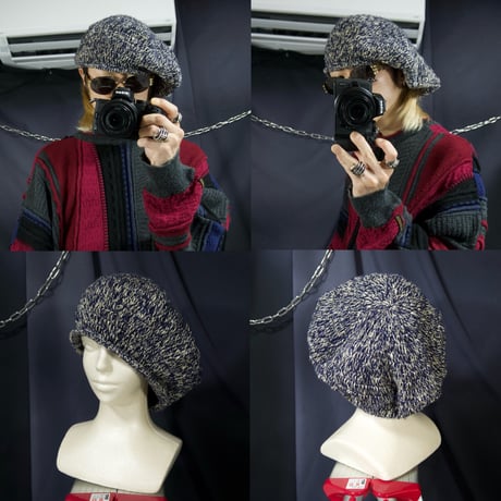GRACE Low Gauge Straw Hand Knitting Big Beret