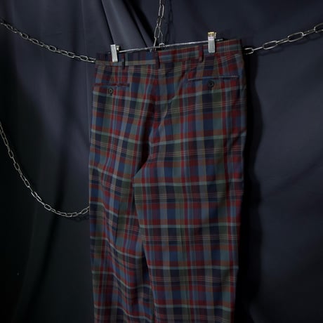 80s~90s Euro Deadstock Tartancheck 2tuck Wide Slacks Pants