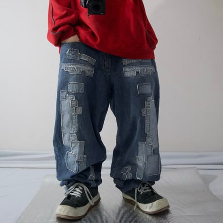 90s~00s Pepe jeans Patchwork Denim Baggy Pants