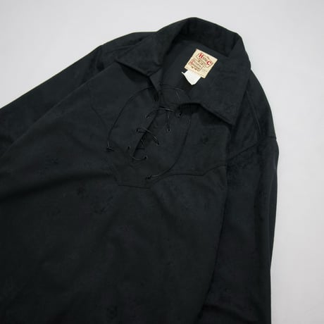 70s H BAR C USA made Fake Suede Buckskin Leather Laceup Pullover Western Shirts