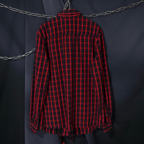 00s Diesel Block & Ombre Check Deformation Frills ( Bondage Parachute ) L/S Shirts