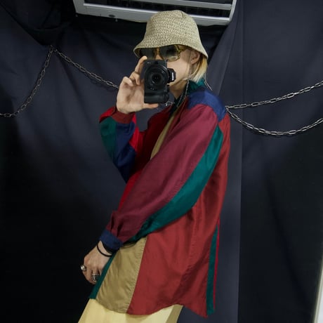 90s STUNT Crazy Multi Color Striped Silk100% L/S Shirts