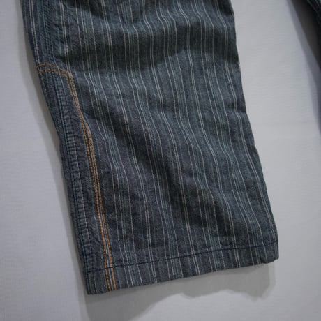 PPFM Bondage Velcro Tape Gimmick Stripe Denim Overall