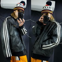 USED Sun Fade Oversized Sideline All Leather Stadium Jacket