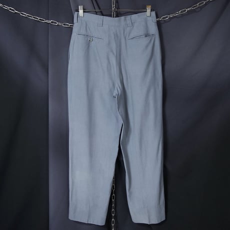 gBocchese Italy made grayish blue 2Tuck Center Crease Silk100% Tapered Slacks