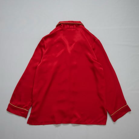 “Grunge Spice” LineaDonatella Shiny Satin Emblem Embroidery L/S Pajama Shirt