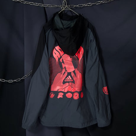 10s Adidas HighNeck Deformation Diagonal Zipper Nylon Anorak Jacket/Mountain Hoodie