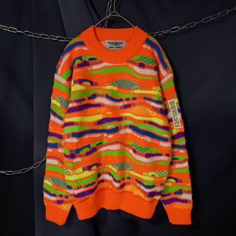 BOYA SPORTS Psychedelic Cyber Colors&Patterns Acrylic Wool 3D Knit Sweater