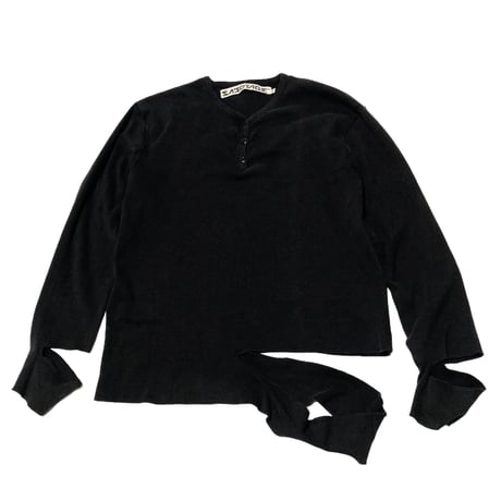 Sabotage Damege Henley Neck Sweatshirt サボタージュ ヘンリーネック ダメージスウェット