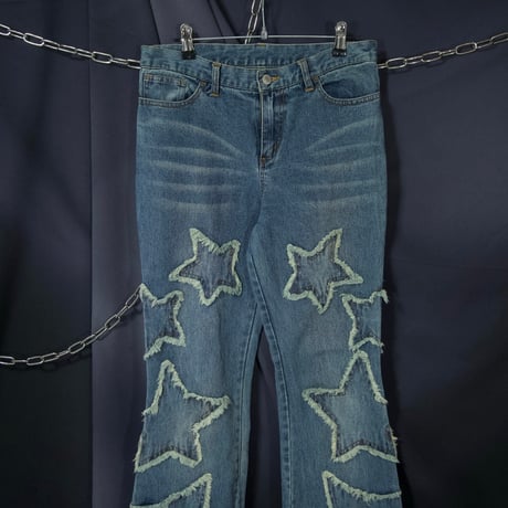 USED Fringe Star Flare Denim Pants