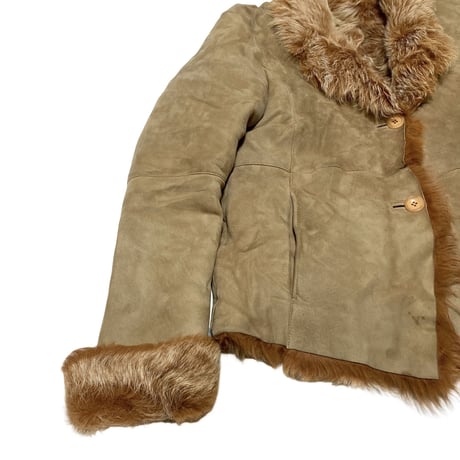 Unknown USED Lamb Leather&Fur Short Jacket