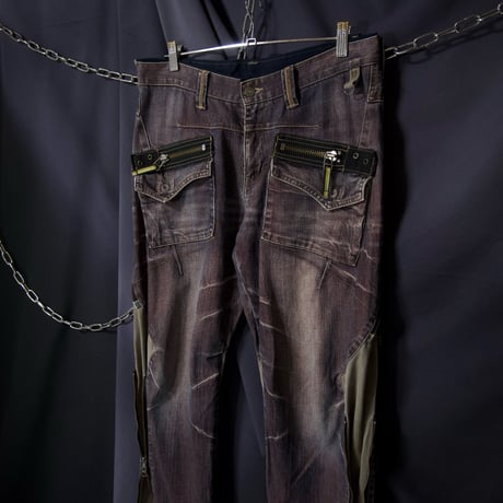 PPFM Zipper Gimmick Wash Shiny Denim (Flare/Tapered/Loose Straight)