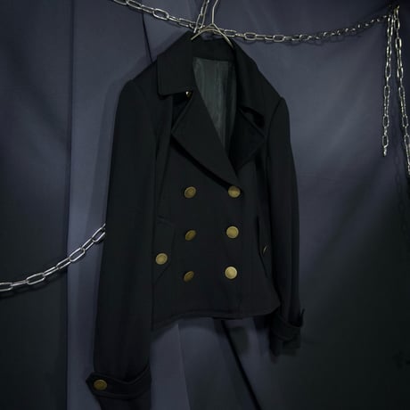 USED 2way Short/Medium Huge Gold Bottoms Wool Napoleon Jacket/P Coat