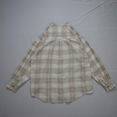 Natural Threads Band Collar Linen Check L/S Shirts