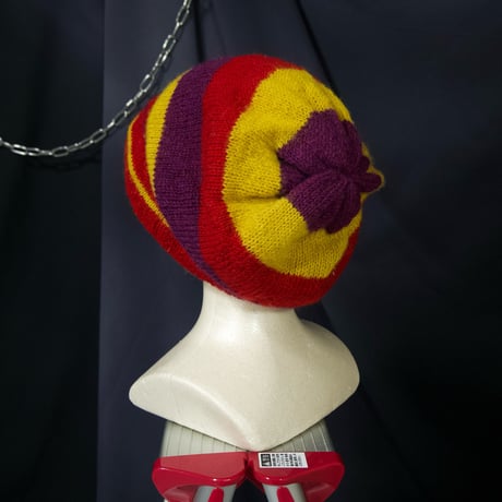 USED Border Crochet Wool Knit Tum Cap/Balloon Cap