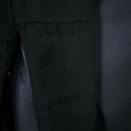 SLASH NUMBER Cross Fracture Barbed Wire TSUGIHAGI Fringe CutOff Design Pants
