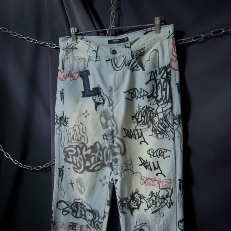 JADED LONDON Full Graphics Alien&Fire Baggy Denim