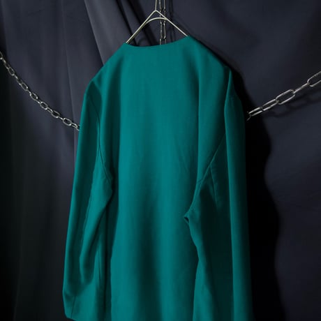 90s USA made NortonMcNaughton Rayon Turquoise Green Collarless Tailored Jacket