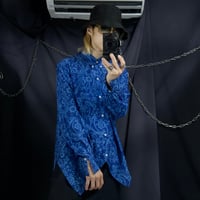 90s Gloria Botanical Graphic Deformed Details Rayon L/S B/D Shirts