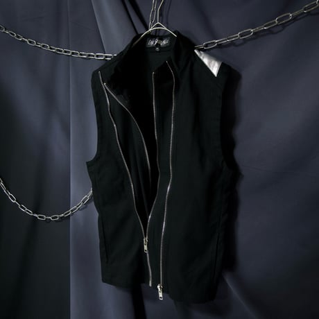 LIP SERVICE Deformation Zipper Gimmick Silver Foil Switching Riders Denim Vest