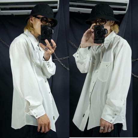 70s USA made H BAR C Popeline Blank Western L/S Shirts