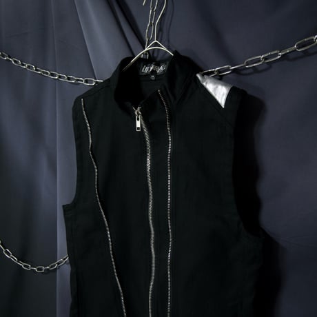 LIP SERVICE Deformation Zipper Gimmick Silver Foil Switching Riders Denim Vest