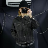 SeanJohn Short Length Box Silhouette Black Denim Jacket