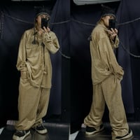 90s BOOYAA STEEZ Velours Setup Monogram Full Graphics Pajama Shirts Jacket/Baggy Track Pants
