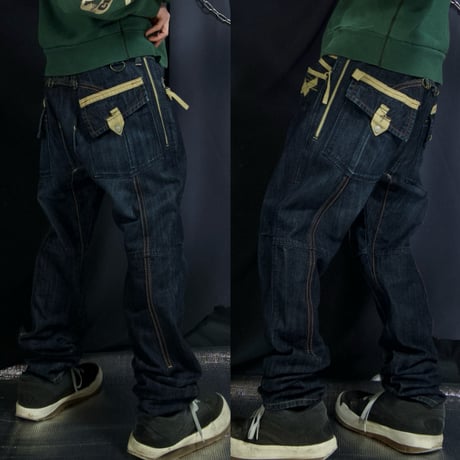PPFM Draping Loose Straight Design Wash Denim