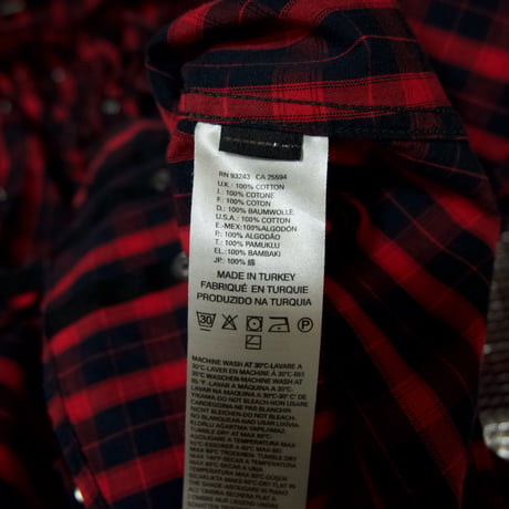 00s Diesel Block & Ombre Check Deformation Frills ( Bondage Parachute ) L/S Shirts