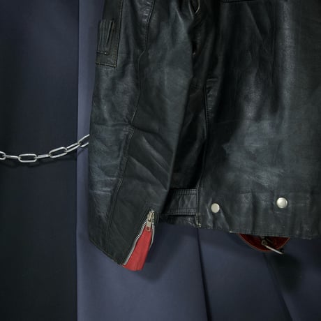 80s~90s Euro 2way Detachable Leather Double Riders Jacket