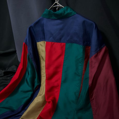 90s STUNT Crazy Multi Color Striped Silk100% L/S Shirts