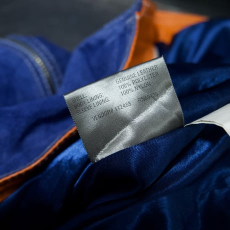 80s~90s Wilsons Leather FadeAging Blue×Orange Pig Suede Leather Oversized SingleRiders Jacket