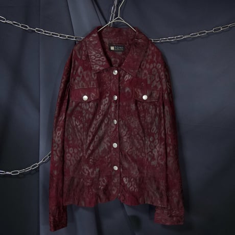 TONI MORGAN Exotic Leopard Rayon Trucker Jacket