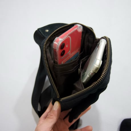 USED Suede Leather Compact Shoulder Bag