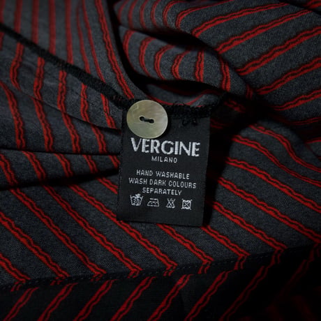 VERGINE MILANO Rayon Regimental Stripe Fake Reversible Draping L/S Shirts