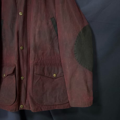 80s~90s KOOLAH Canada made BEDALE type Leather Collar Elbow Patch 2tone Switching Oiled Jacket
