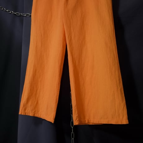 90s~ Italy made Carrot Orange Linen Cropped Flare Pants