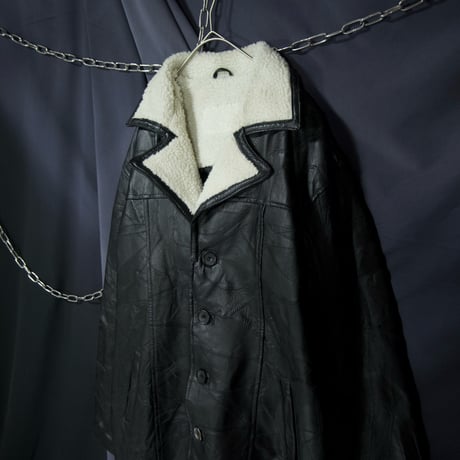 USED TSUGIHAGI Leather Boa Collar Chester Gang Coat