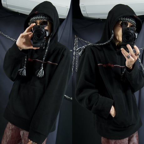 90s~00s OLDNAVY RacingLike Borders Embroidery Fleece Hoodie