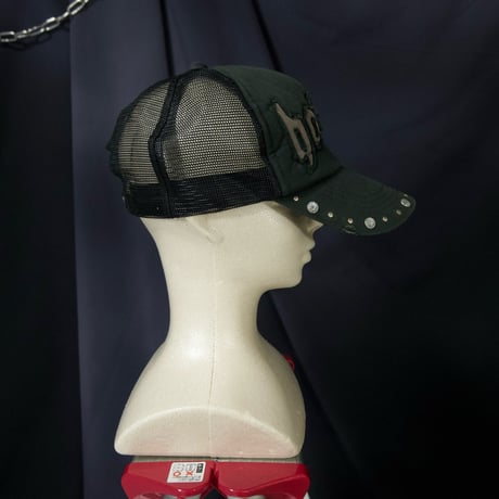 “2000s Spice” Square Studs Crystal Stones Embroidery Mesh Cap
