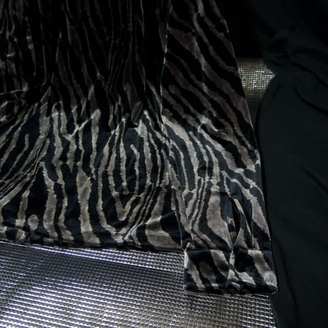 90s SAG HARBOR Tailored Open Collar Velor Tiger Patterns Shirts Jacket