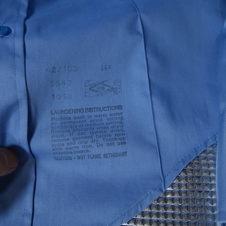 70s conqueror USA made Cyan Blue Poplin L/S Work Shirts