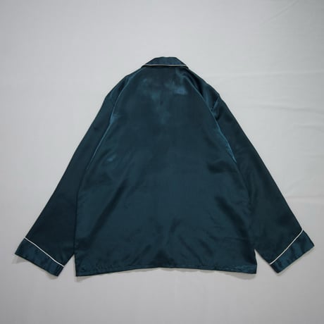 “Grunge Spice” USED Pure Silk Plain Teal Green L/S Pajama Shirts