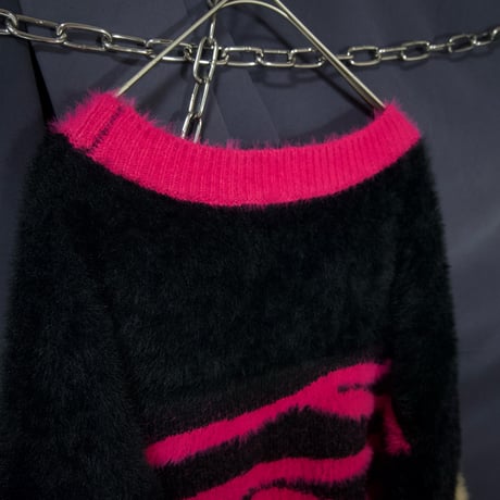 Euro “VisualKei Spice” Zebra&Leopard Shaggy Knit Sweater